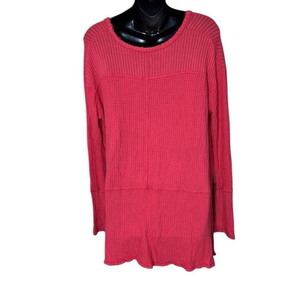 Free people women’s small oversized waffle ribbed gray long sleeve Lagenlook - Picture 5 of 6